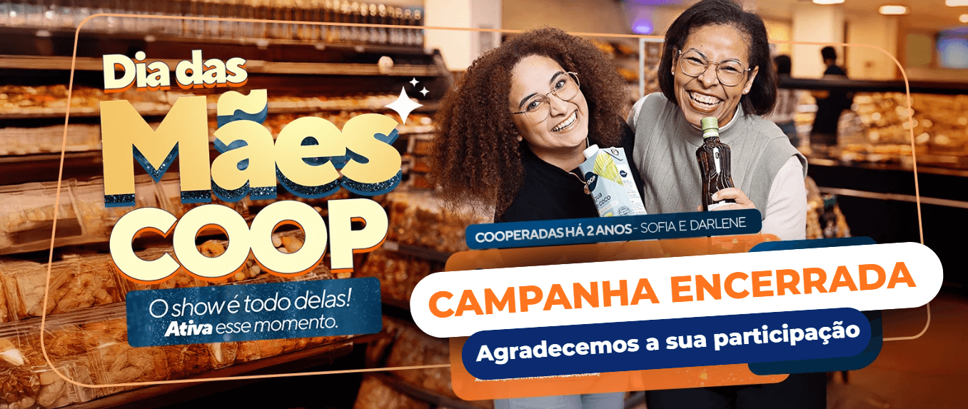 Banner sobre a promoção de Dia das Mães da Coop